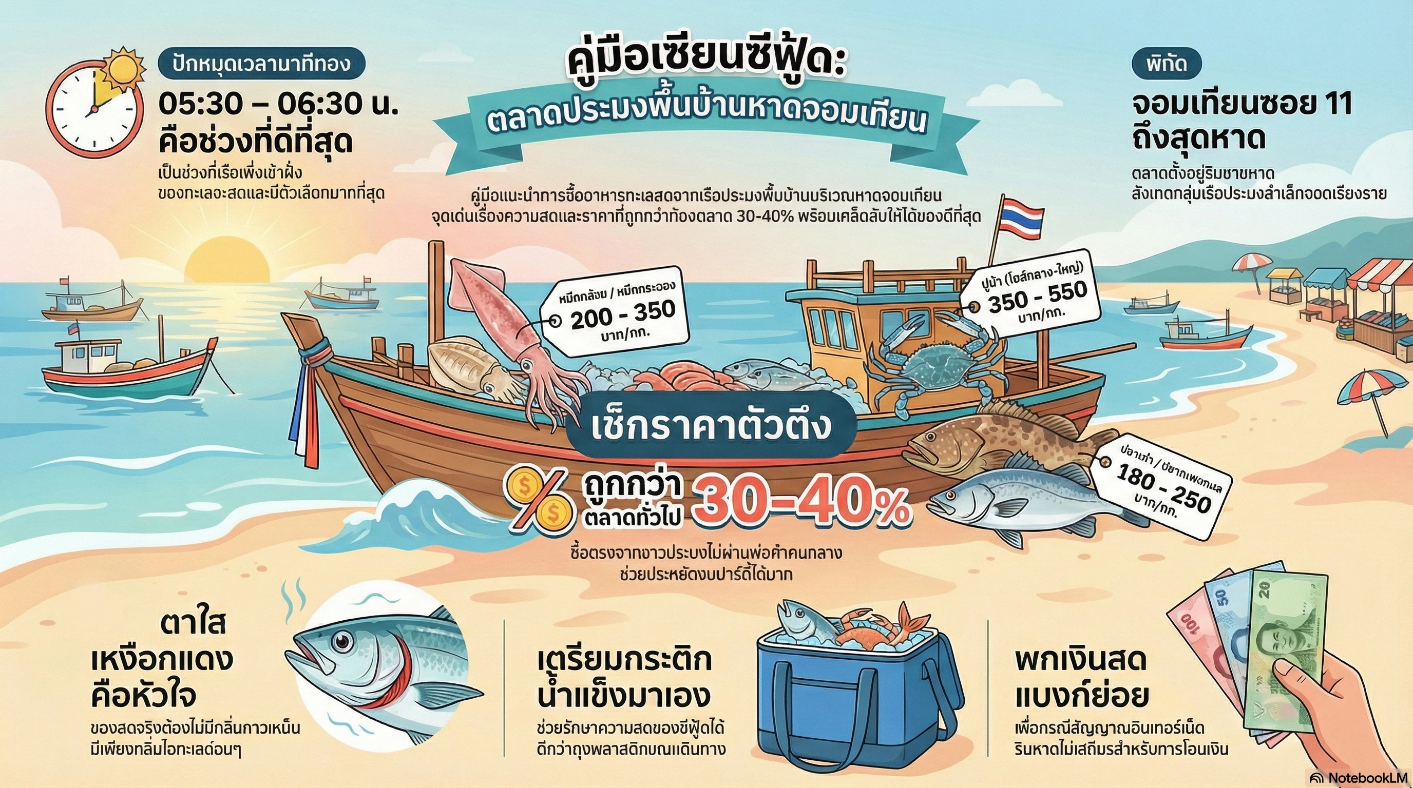 ตลาดประมงหาดจอมเทียน ซีฟู้ดสด