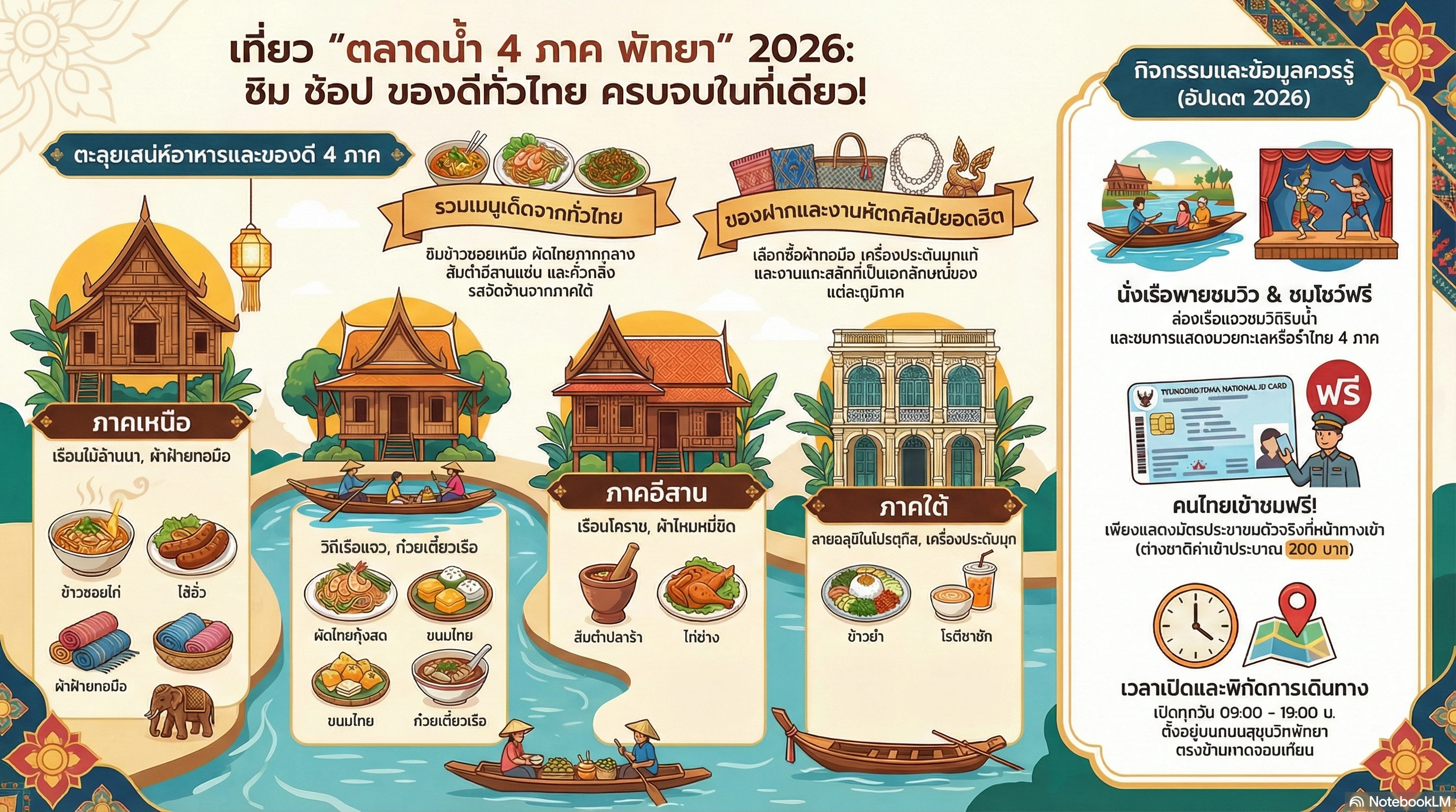ตลาดน้ำ 4 ภาคพัทยา ช้อปชิมของดีทั่วไทย